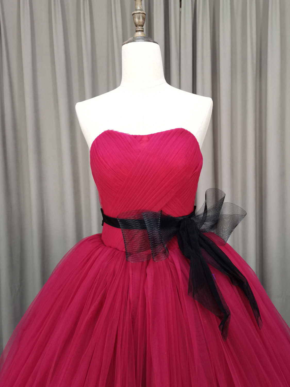Bridesmaids Dresses Colors, Burgundy Tulle Long Prom Gown, Burgundy Tulle Sweet 16 Dress