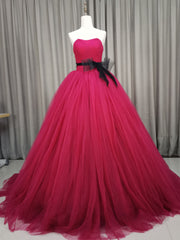 Bridesmaid Dress Trends, Burgundy Tulle Long Prom Gown, Burgundy Tulle Sweet 16 Dress