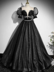 Party Dresses Website, Burgundy Tulle Sequin Long Prom Dress, Burgundy Formal Evening Dresses