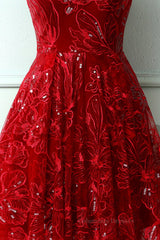 Bridesmaids Dresses Colors, Burgundy v neck lace high low prom dress lace formal dress
