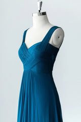 Homecoming Dress Website, Blue Chiffon Long A-Line Prom Dress, A-Line Evening Dress Party Dress