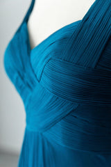 Homecoming Dress Websites, Blue Chiffon Long A-Line Prom Dress, A-Line Evening Dress Party Dress