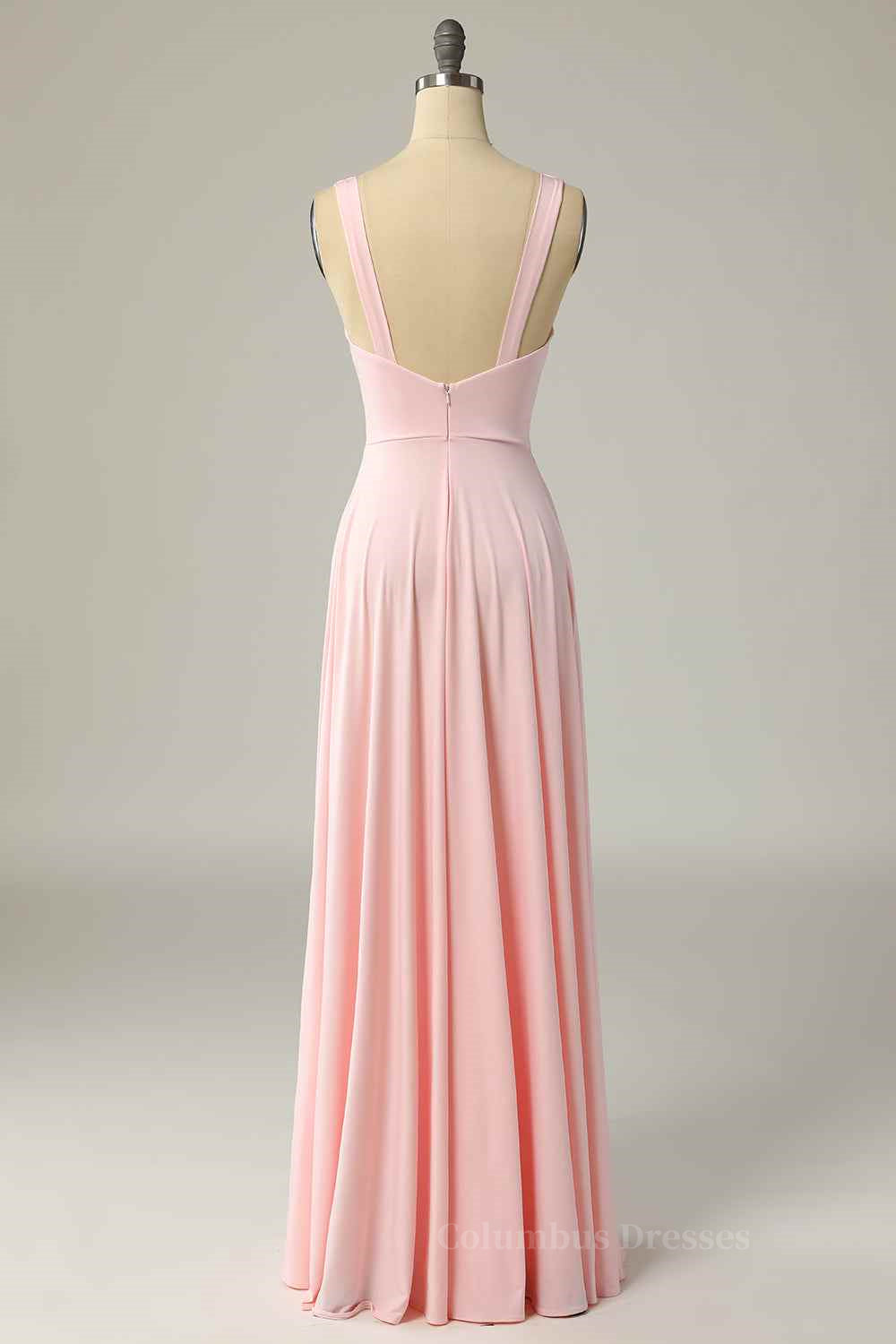 Bridesmaid Dresses Idea, Candy Pink A-line Illusion Lace Cap Sleeves Chiffon Long Prom Dress