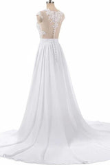 Wedding Dresses Classic, Cap Sleeve Appliques Chiffon A-line Wedding Dress
