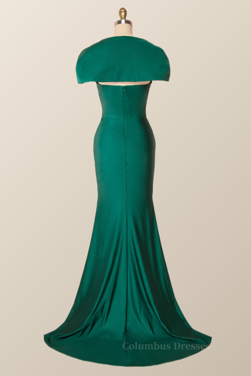 Gown Dress Elegant, Cap Sleeves Green Memaid Long Formal Dress