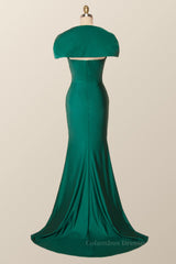 Gown Dress Elegant, Cap Sleeves Green Memaid Long Formal Dress