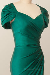 Tights Dress Outfit, Cap Sleeves Green Memaid Long Formal Dress