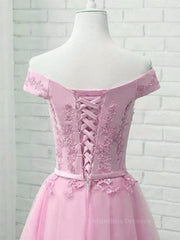Homecoming Dresses Online, Cap Sleeves Short Pink Lace Prom Dresses, Short Pink Lace Formal Bridesmaid Dresses