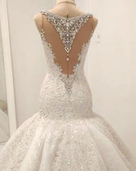 Wedding Dress Online, Cap Sleeves Sparkle Diamond Fit and Flare Wedding Dresses Online
