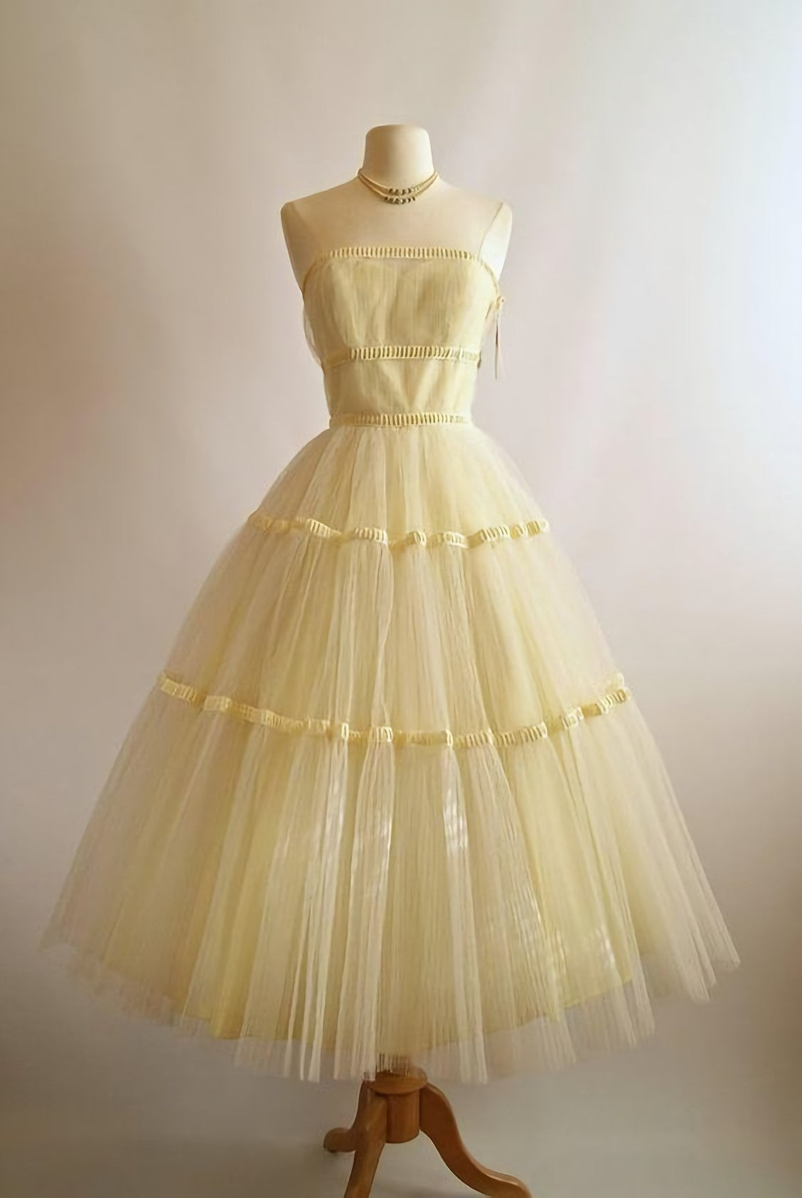 Prom Dresses Corset, Vintage Yellow Dress, Homecoming Dress