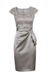 Prom Dresses Long, Elegant Short Silver Cap Sleeves Mother Of The Bride Dress, Homecoming Dress