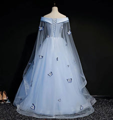 Prom Dresses For Brunettes, Beautiful Light Blue Ball Gown Lace Up Party Dress, Blue Prom Dress 2024