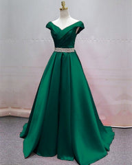 Prom Dress For Kids, Ball Gown Green Long Prom Dress, Evening Dress