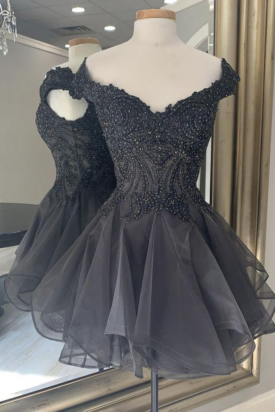 Prom Dress Under 211, Off The Shoulder Black Short Party Dress, Homecoming Dress