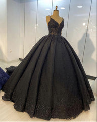 Wedding Dresses V, Black Lace Ball Gown Dresses, For Wedding Prom Evening Gown