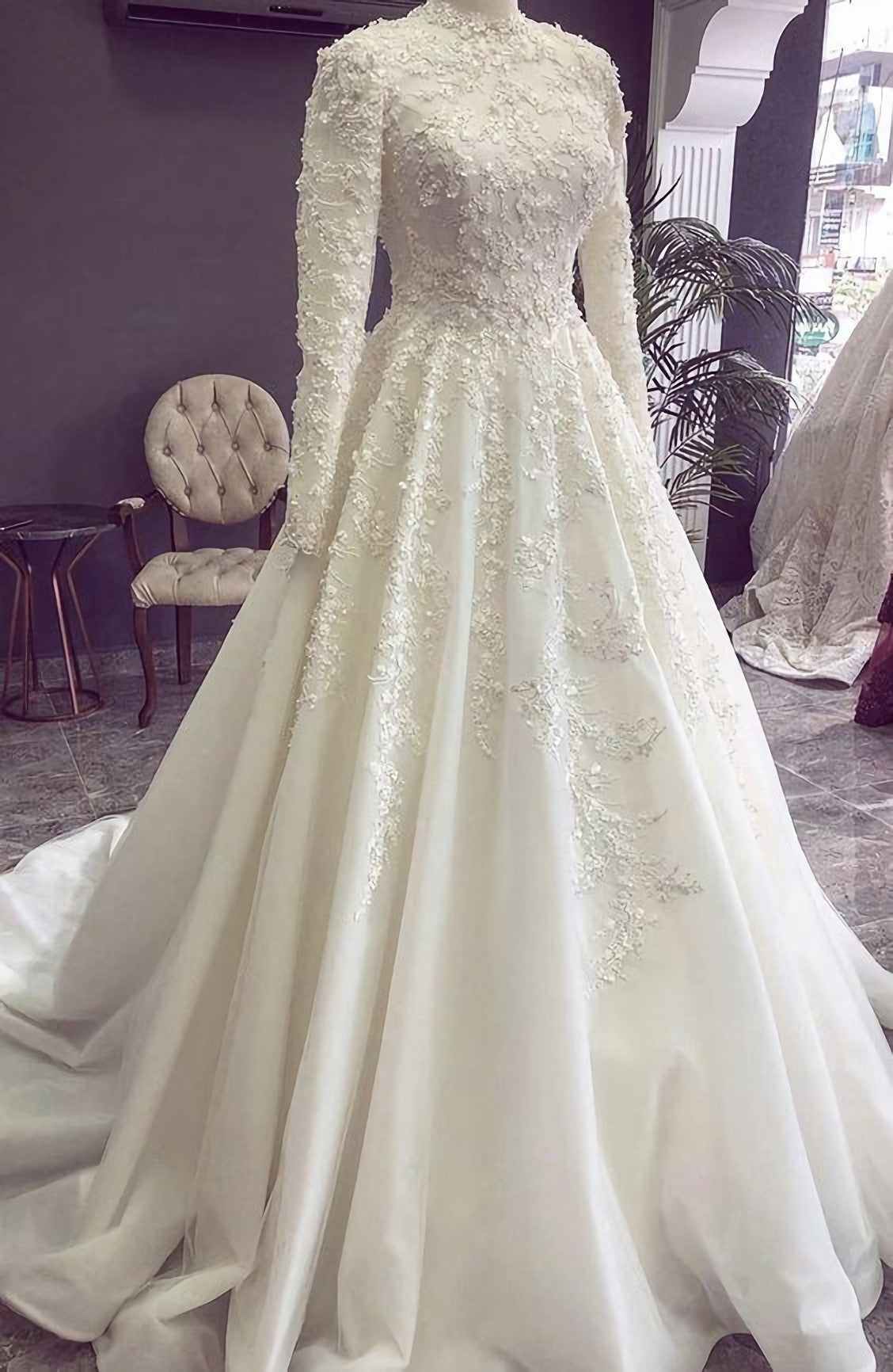 Wedding Dress Shoulders, Ball Gown White Lace Wedding Dresses, Elegant Bridal Gown Prom Dress