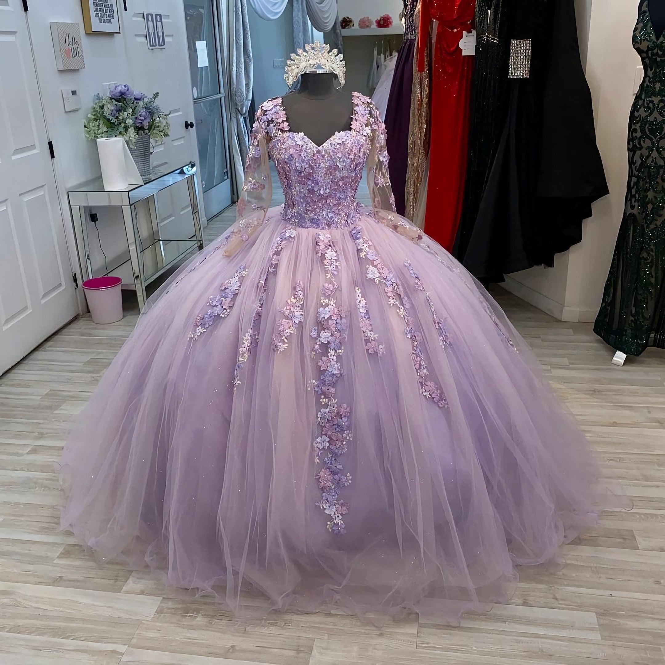 Prom Dress Fabric, Lavender Prom Ball Gown