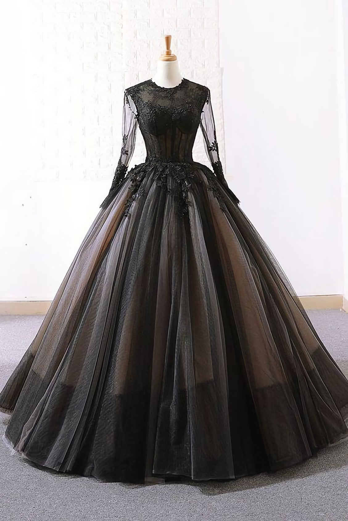 Pretty Dress, Long Black Ball Gown Evening Dress, Prom Dresses