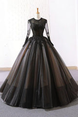 Pretty Dress, Long Black Ball Gown Evening Dress, Prom Dresses