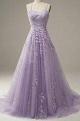 Graduation Outfit Ideas, Purple Lace Long A Line Prom Dress, Evening Dress