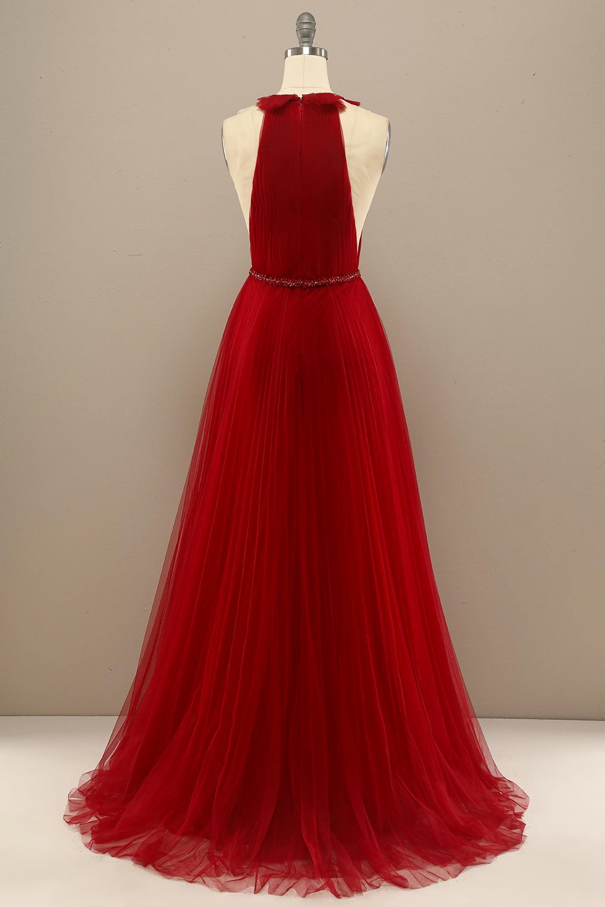 Prom Dresses Inspiration, Red Pleated Long Chiffon Prom Dress