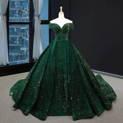Dress, Unique A Line Long Prom Dress, Green Long Evening Dress