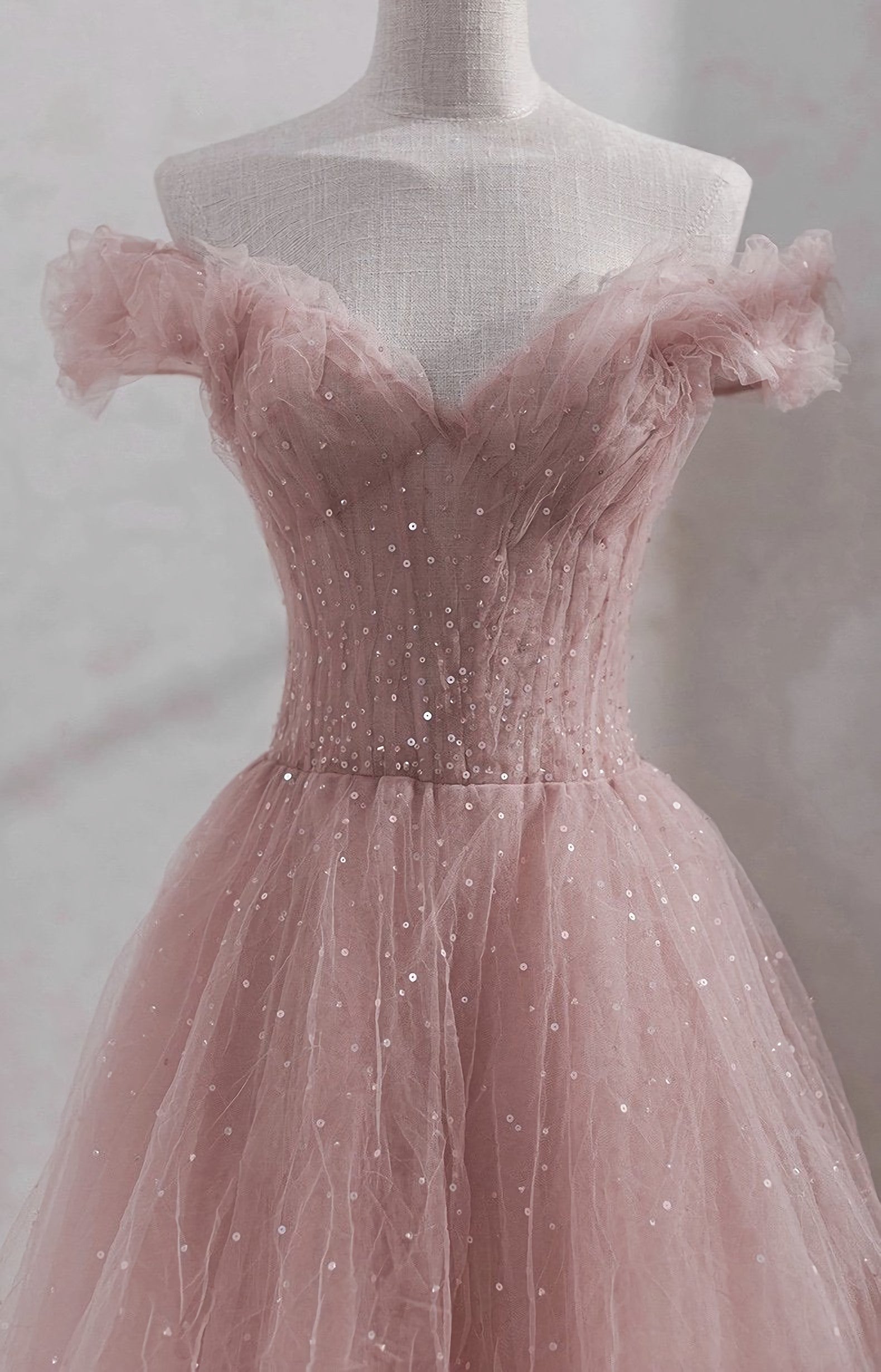 Prom Dress Off The Shoulder, Shiny Party Dress, Fairy Midi Dress, Pink Prom Dress, Custom Made