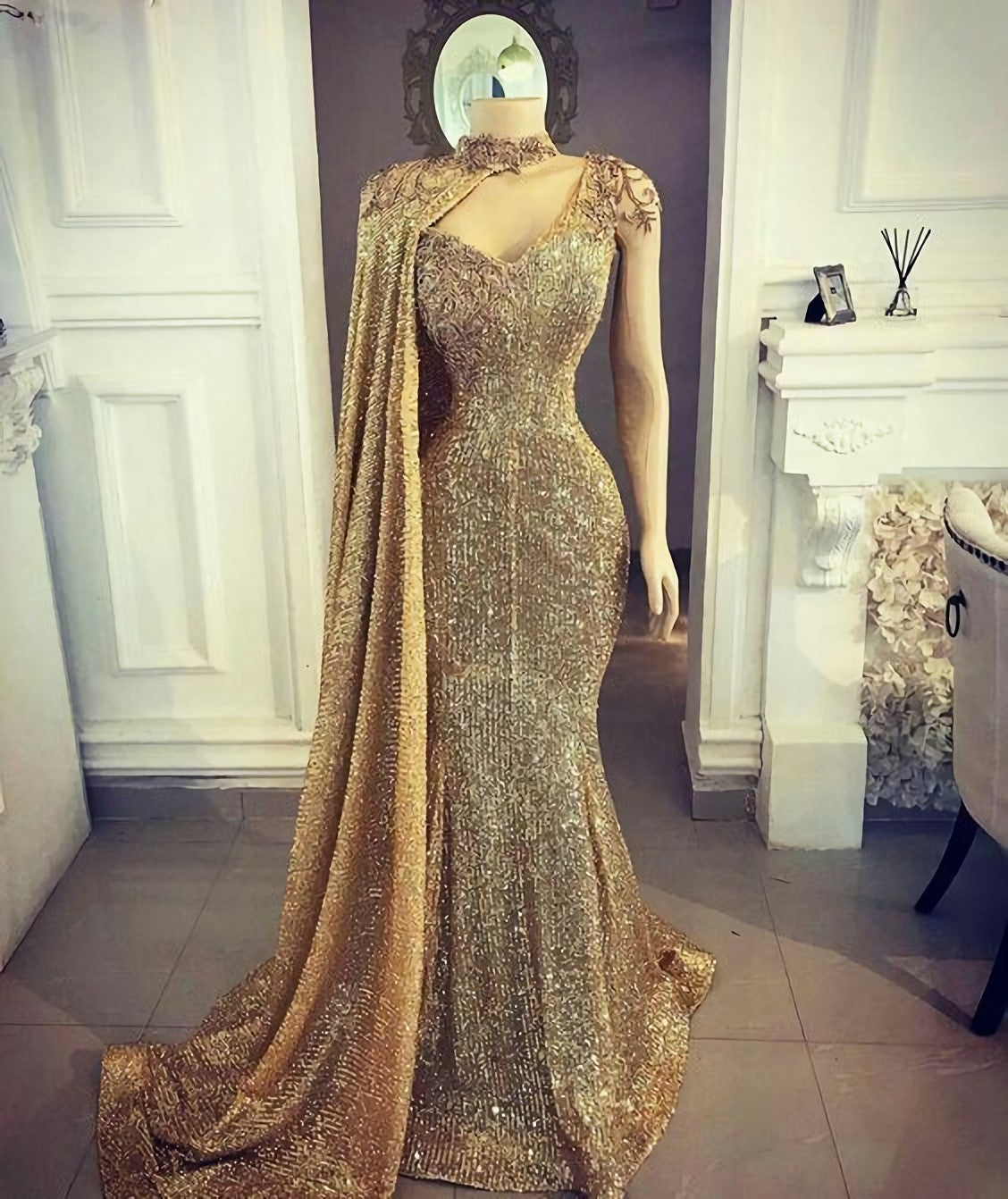 Prom Dress Boutiques, Formal Evening Gown Prom Dresses, Sparking Mermaid V Neck Sexy Prom Dress