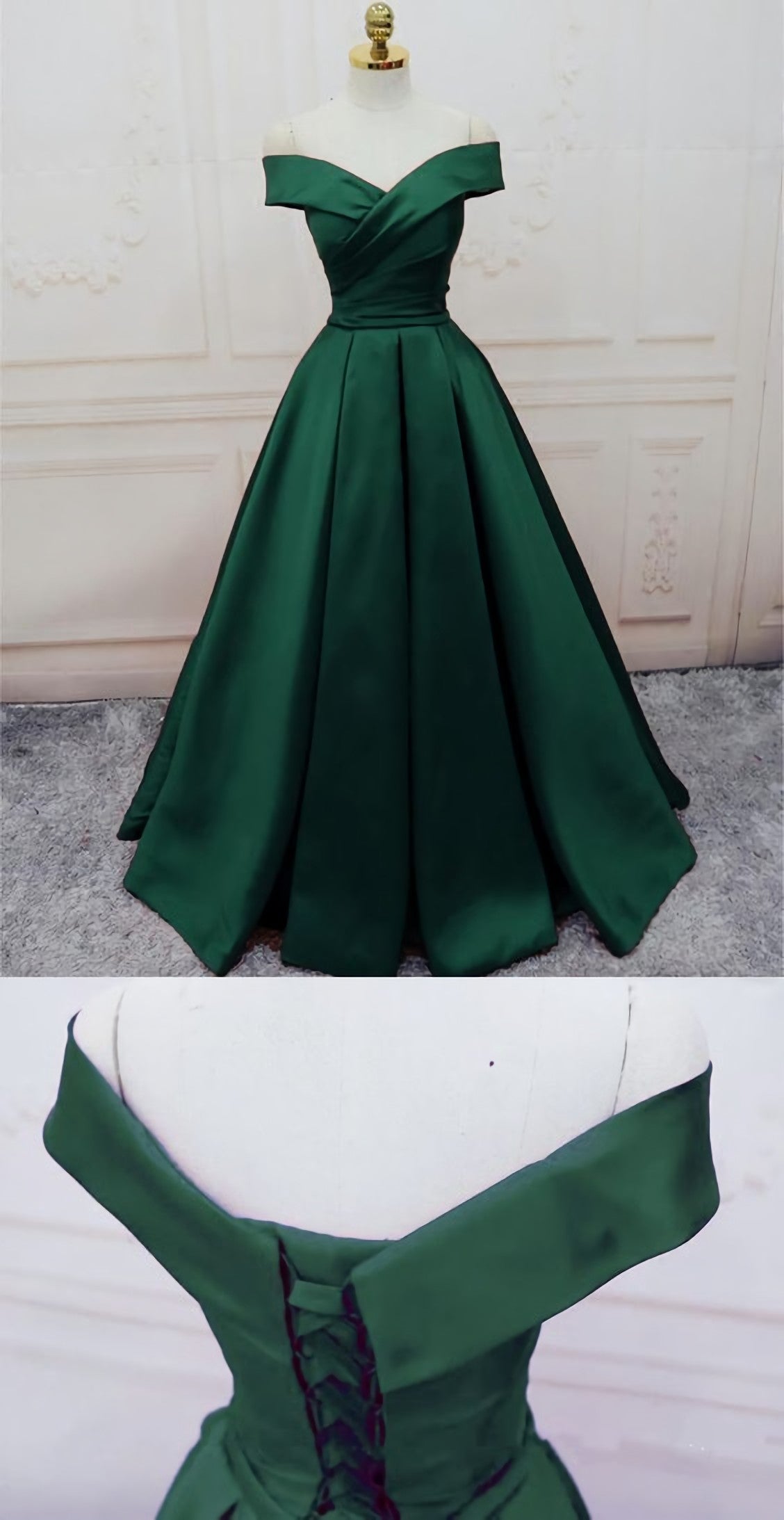 Bridesmaid Dresses Elegant, Emerald Dark Green Satin Senior Grad Prom Dress