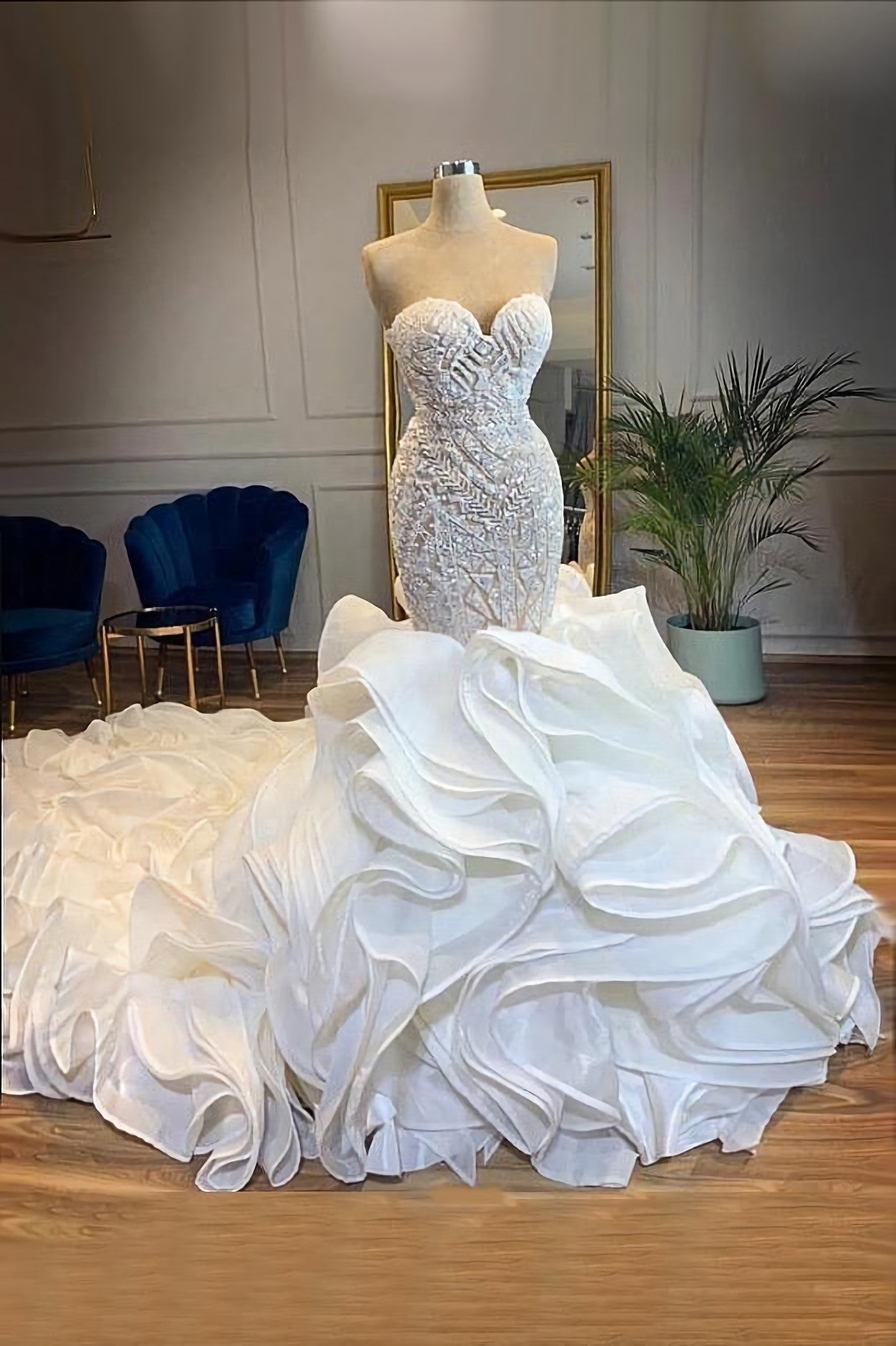 Wedding Dress Strap, Elegant Sweetheart Lace Up Crystal Mermaid Wedding Dresses, Prom Dresses