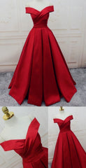 Prom Dresses Tight, Evening Dresses, A Line Princess Prom Dresses, Long Party Dresses, Off The Shoulder Red Long Satin Party Dress