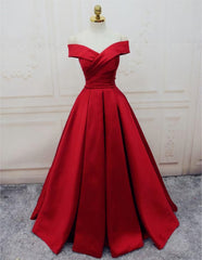 Prom Dress For Sale, Evening Dresses, A Line Princess Prom Dresses, Long Party Dresses, Off The Shoulder Red Long Satin Party Dress