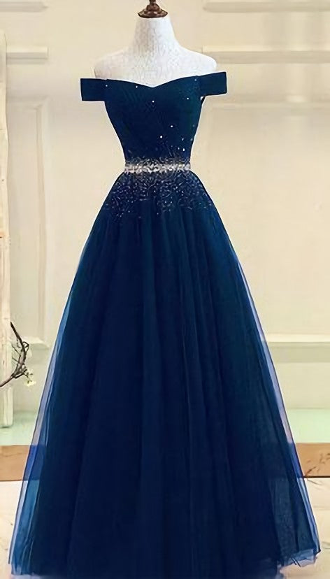 Prom Dresse 2034, Tulle Prom Gown Off Shoulder Prom Dresses, Long Prom Dress, A Line Evening Dress