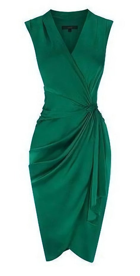 Prom Dress Shop, A Line Deep V Neck Green Satin Homecoming Dress