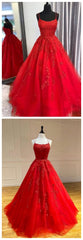 Prom Dress Princesses, Red Long Prom Dresses, Lace Prom Dresses, Chic Prom Gowns