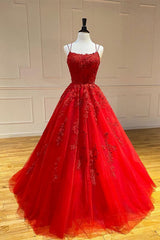 Prom Dress Princess, Red Long Prom Dresses, Lace Prom Dresses, Chic Prom Gowns
