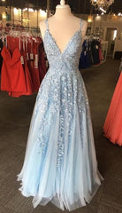 Prom Dresses Laces, Light Blue Lace Prom Dress 2024 Evening Dress, Formal Dress, Graduation School Party Gown