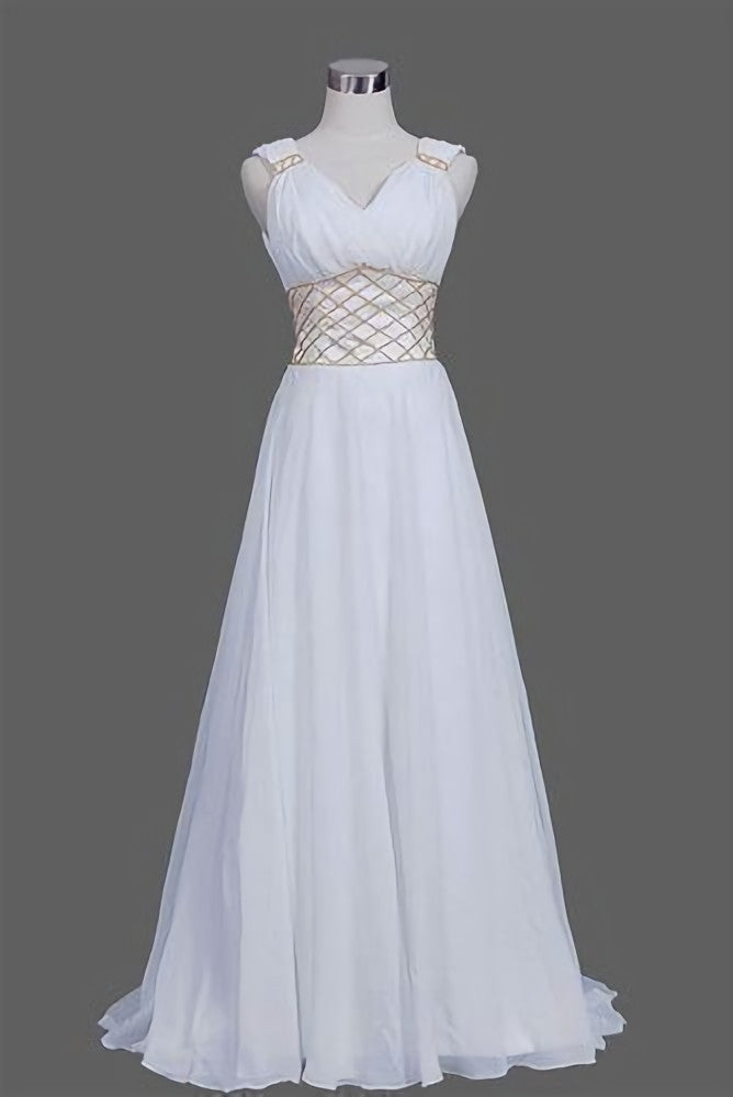 Prom Dress Backless, A Line Prom Dress, White Prom Dress, Long Woman Dresses