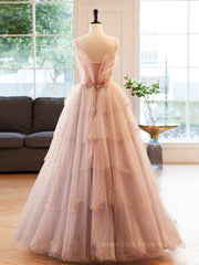 Casual Gown, Champagne A-Line Beading Sequin Long Prom Dress, Champagne Formal Dress