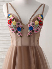 Flower Girl Dress, Champagne Short Prom Dresses, Cute Champagne Homecoming Dress