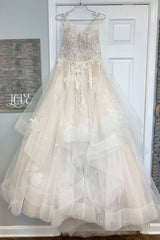 Prom Dress For Sale, Champagne tulle lace long prom dress champagne lace evening dress