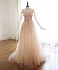 Homecoming Dresses 2027, Champagne Tulle Lace Long Prom Dress Champagne Tulle Lace Evening Dress