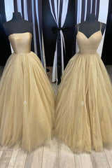 Prom Dresses Pink, Champagne tulle long prom dress tulle long formal dress