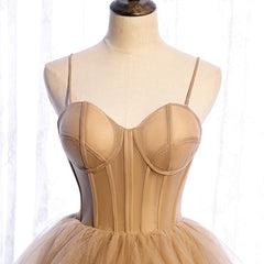 Homecoming Dresses Under 50, Champagne Tulle Sweetheart Straps Long Ball Gown Prom Dresses, Champagne Party Dresses