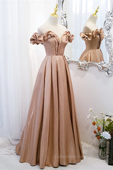 Black Lace Dress, Champagne V Neck Ruffle Off-the-Shoulder Pleated Leather Long Formal Dress