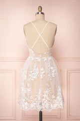 Bridesmaid Dress Custom, Champagne v neck tulle lace short prom dress champagne tulle bridesmaid dress