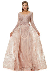 Homecoming Dresses Short, Champange Sparkle Beaded Long Sleeves Prom Dresses