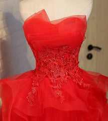 Party Dress Designer, Charming A-line lace strapless short homecoming dresses