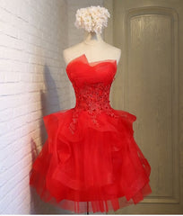 Party Dress Codes, Charming A-line lace strapless short homecoming dresses