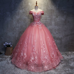 Party Dress Cheap, Charming Ball Gown Off-The-Shoulder Tulle Sweet 16 Dress, Quinceanera Dress